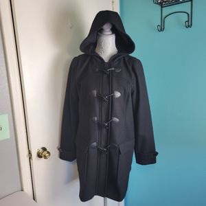 Li Claiborne Black Hooded Pea Coat